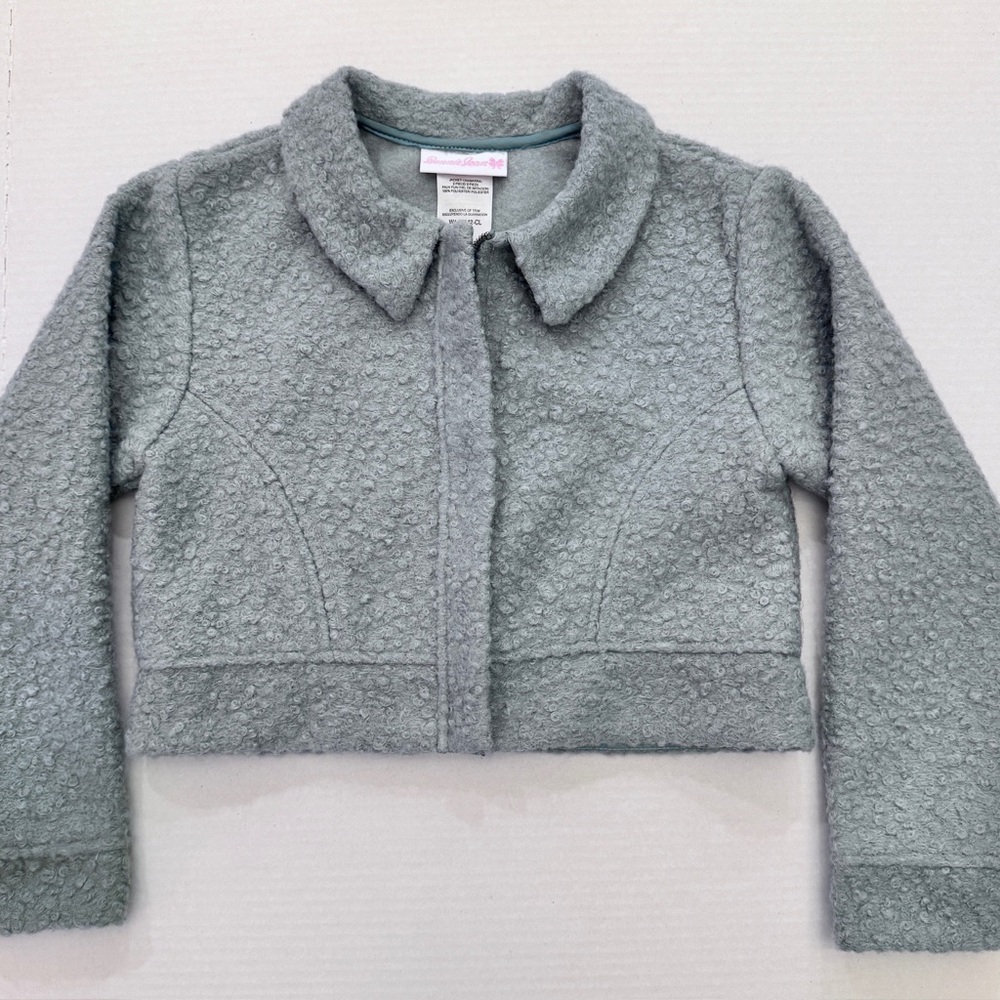Bonnie Jean Girls Size 8 (M) Gray Faux Fur Bolero Cropped Sweater Jacket